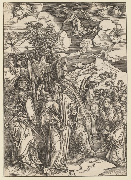 Vier Engel, die Winde aufhaltend / Die Versiegelung der Auserwählten, aus der Folge der Apokalypse,  à Albrecht Dürer
