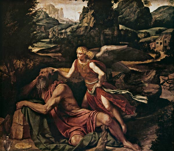 Elijah Visited by an Angel à Alessandro Bonvicino Moretto