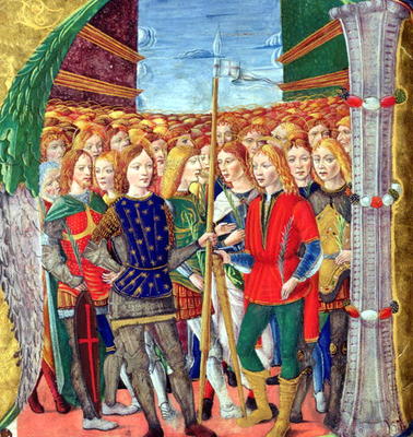 Historiated initial 'N' depicting St. Maurice and the Theban Legion, Lombardy School, c.1499-1511 (v à Alessandro Pampurino