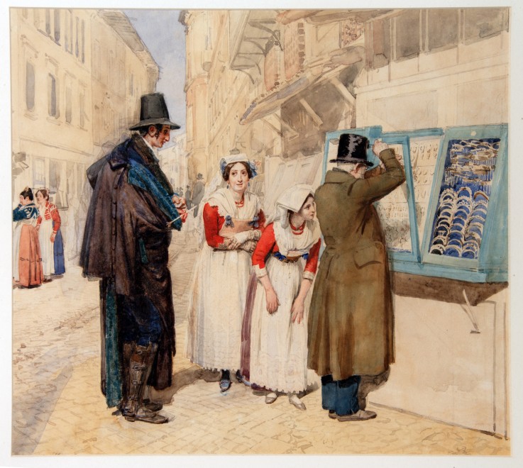 A Bridegroom Choosing a Ring for His Fiancee à Alexander Andrejewitsch Iwanow