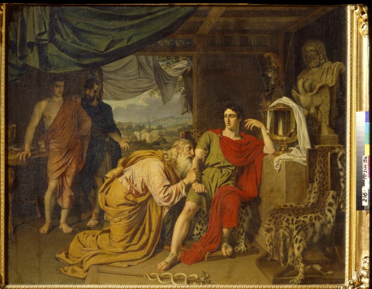 Priam tearfully supplicates Achilles, begging for Hector's body à Alexander Andrejewitsch Iwanow