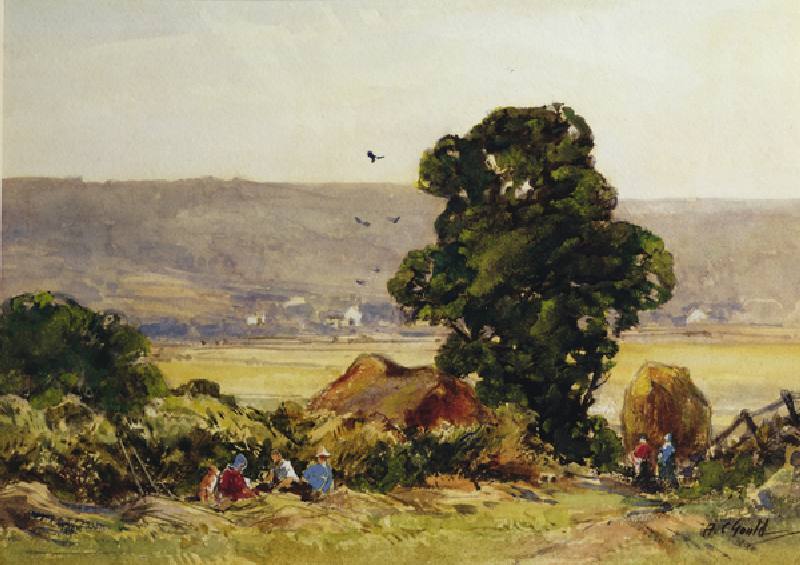Haymaking (w/c on paper) à Alexander Carruthers Gould