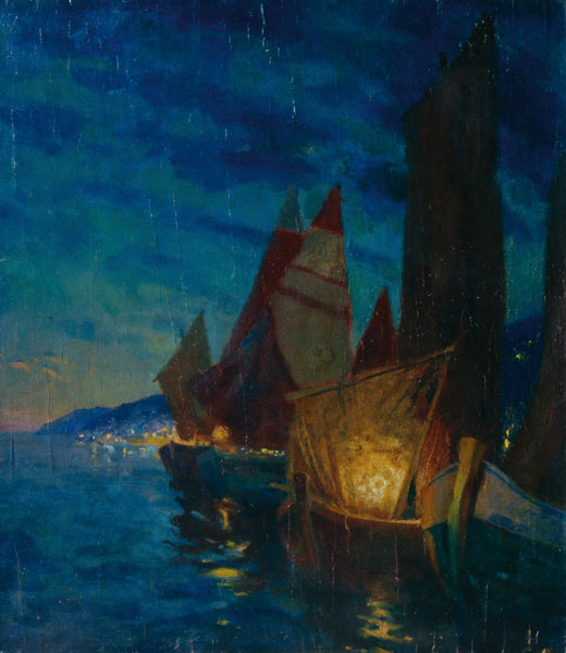 Die Segel in der Nacht à Alexander Fjodorowitsch Gausch