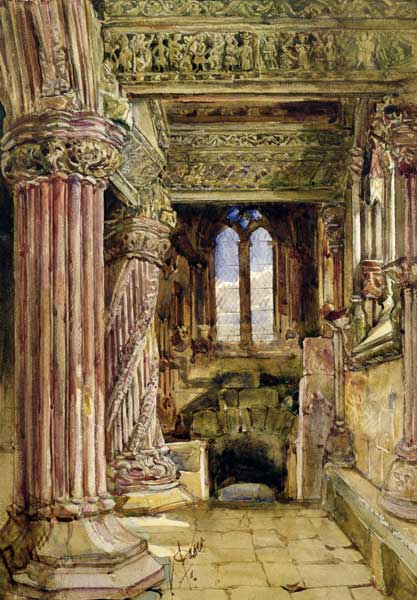 Rosslyn Chapel, Scotland (w/c on paper) à Alexander Jnr. Fraser