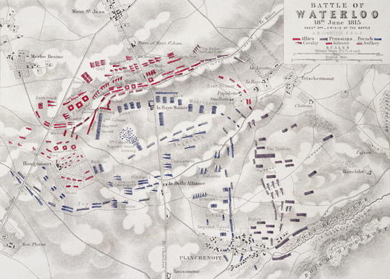 Battle of Waterloo, 18th June 1815, Sheet 2nd, Crisis of the Battle (engraving) (see also 101886) à Alexander Keith Johnston