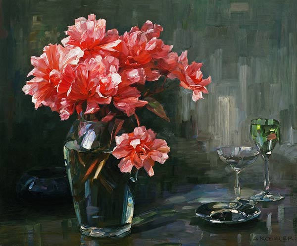 Blumen in Glasvase à Alexander Koester