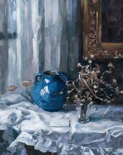 Stillleben mit blauer Vase à Alexander Koester