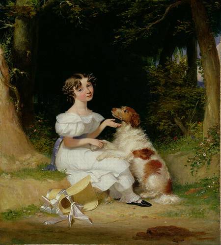 A Young Girl with Her Spaniel à Alexander Mosses