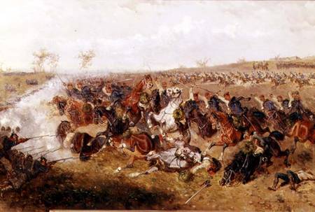 Hussars at the Battle of Schweinsschedl, Austria, 29th July 1866 à Alexander Ritter von Bensa