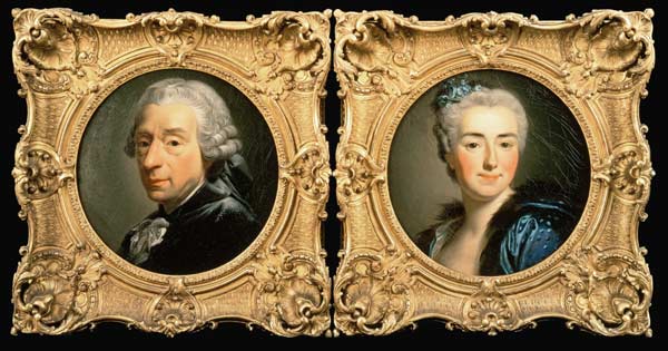 Portraits de Francois Boucher (1703-70) et de son épouse Marie-Jeanne Buseau à Alexander Roslin