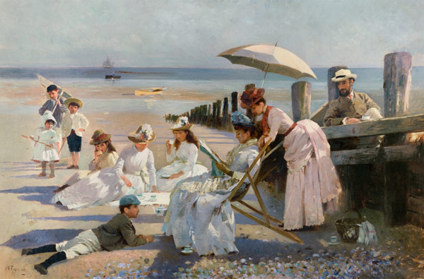 On the Shores of Bognor Regis - Portrait Group of the Harford Couple and their Children à Alexander Rossi
