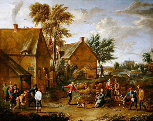 A Game of Bowls by a Tavern (oil on canvas) à Alexander van Bredael