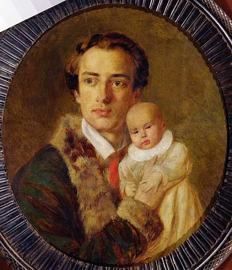 Portrait of Alexander Herzen with his son à Alexander Lavrentievich Vitberg