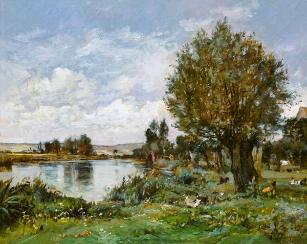 Rural river scene à Alexandre Defaux