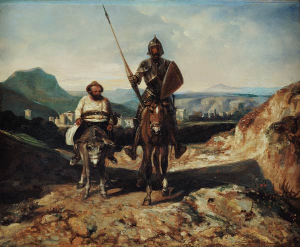 Don Quixote and Sancho (oil on canvas) à Alexandre Gabriel Decamps