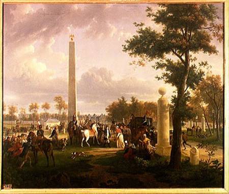 Meeting between Napoleon I (1769-1821) and Pope Pius VII (1742-1823) in the Forest of Fontainebleau à Alexandre Hyacinthe Dunouy