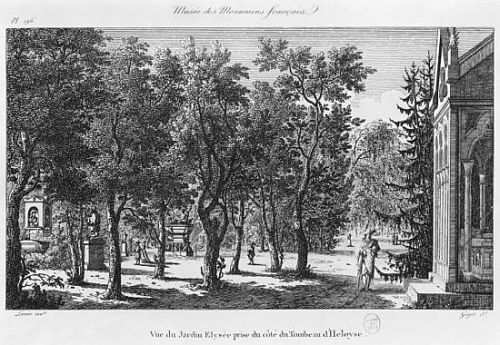 Musee des Monuments Francais, Paris, view of the Jardin Elysee from the tomb of Heloise and Abelard; à Alexandre Marie Lenoir