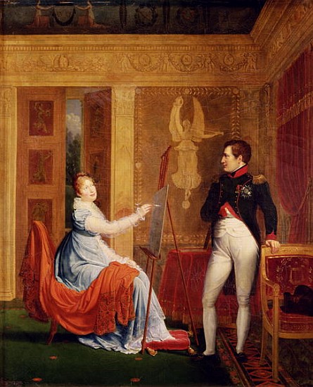 Marie Louise (1791-1847) of Habsbourg Lorraine Painting a Portrait of Napoleon I (1769-1821) à Alexandre Menjaud