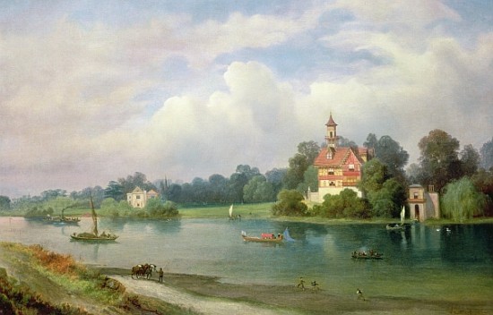 A View of Pope''s House and Radnor House at Twickenham à Alexandre le Bihan