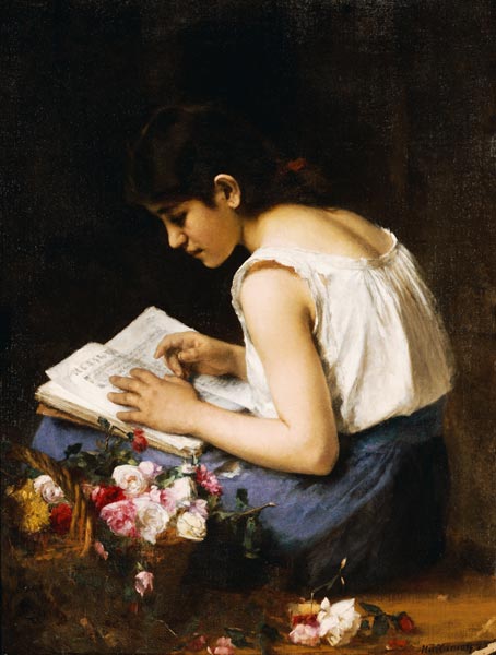 A Girl Reading à Alexei Alexevich Harlamoff