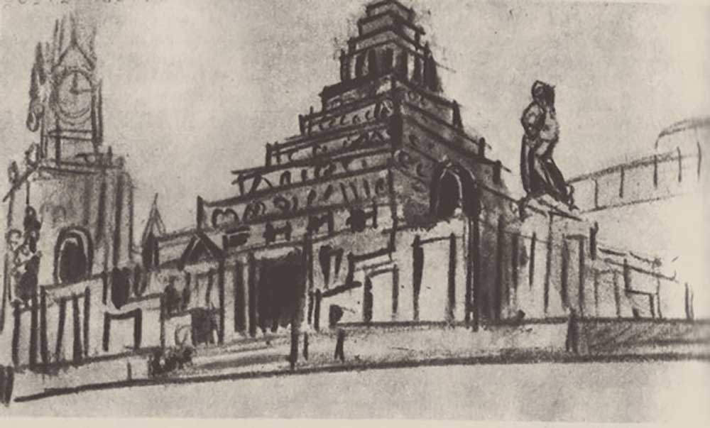 First sketch for the Lenin Mausoleum à Alexei Wiktorowitsch Schtschussew