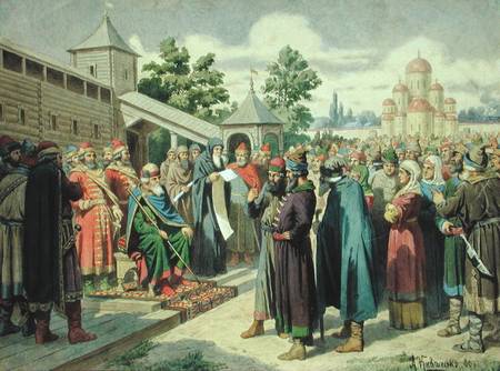 Reading of the Code in the Presence of Grand Duke Jaroslav of Novgorod à Alexej Danilovich Kivschenko