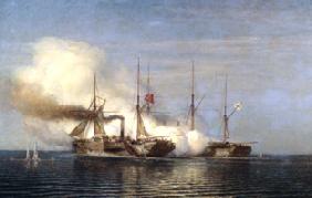 Die Fregatte "Vladimir" erobert das türkische Schiff "Pervaz Bakhr"