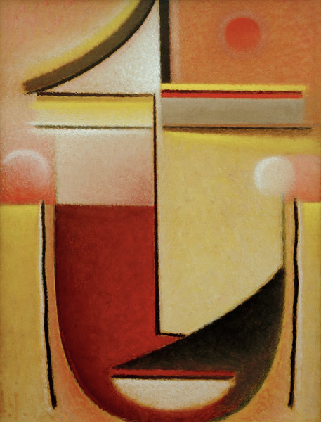 Abstrakter Kopf: Rot-Weiß-Gold à Alexej von Jawlensky
