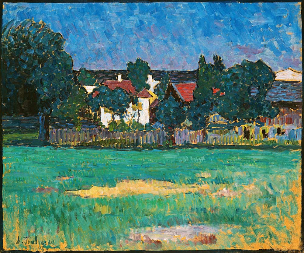 Wasserburg landscape with houses and field à Alexej von Jawlensky