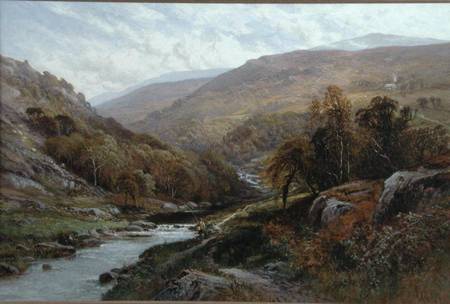 A Fisherman by a Highland Stream à Alfred Augustus I Glendenning
