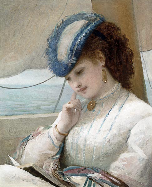 A Girl Reading in a Sailing Boat à Alfred Chantrey Corbould