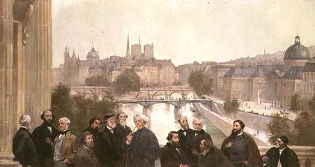 Fragment of the panorama of 'The History of the Century', with portraits of French artists and autho à Alfred Gervex