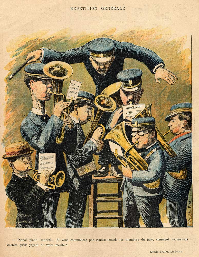 Band rehearsal, from the back cover of ''Le Rire'', 16th April 1898 à Alfred Le Petit