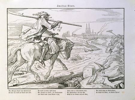 Death Rides to Town, plate 2 from 'Another Dance of Death' published by Georg Wigand in Leipzig à Alfred Rethel
