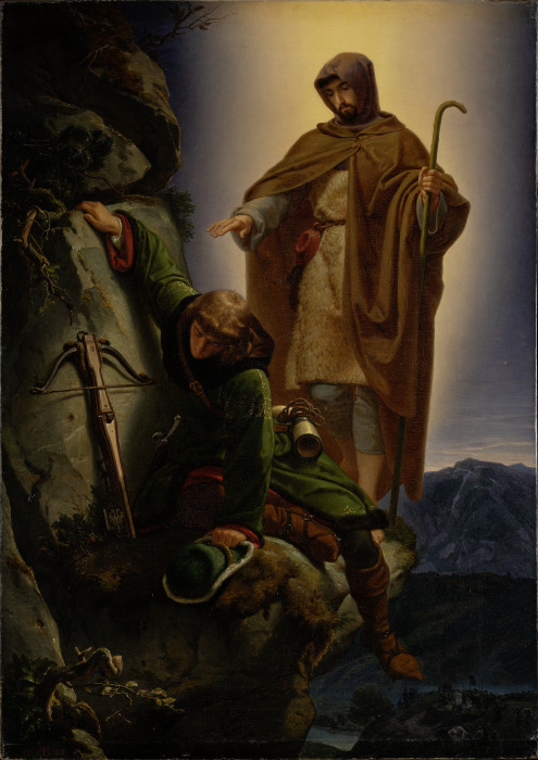 A Guardian Angel Rescuing Emperor Maximilian from the Martinswand à Alfred Rethel