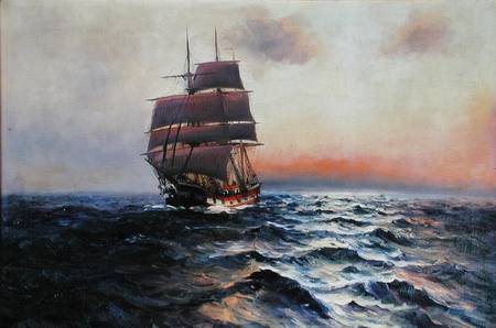 Sailing Ship at Sea à Alfred Serenius Jensen