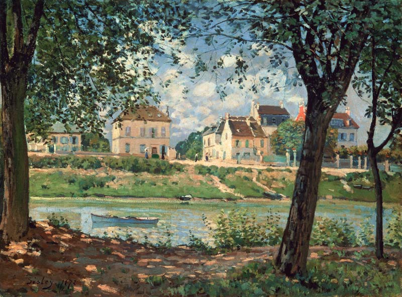 Village à la rive de la Seine à Alfred Sisley