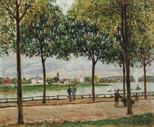 Street of Spanish Chestnut Trees by the River à Alfred Sisley