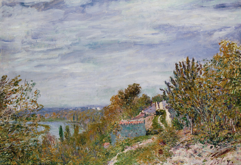 Path in the Gardens of By, May Morning à Alfred Sisley