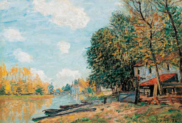 Moret. The Banks of the River Loing à Alfred Sisley