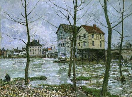 The Mills at Moret-sur-Loing, Winter à Alfred Sisley