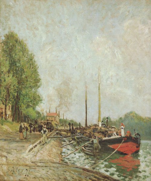 Sisley / Barque in Billancourt / 1877 à Alfred Sisley