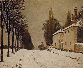 enneigées route à Louveciennes. à Alfred Sisley
