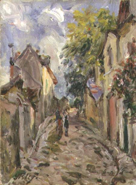 Village Street Scene (panel) à Alfred Sisley