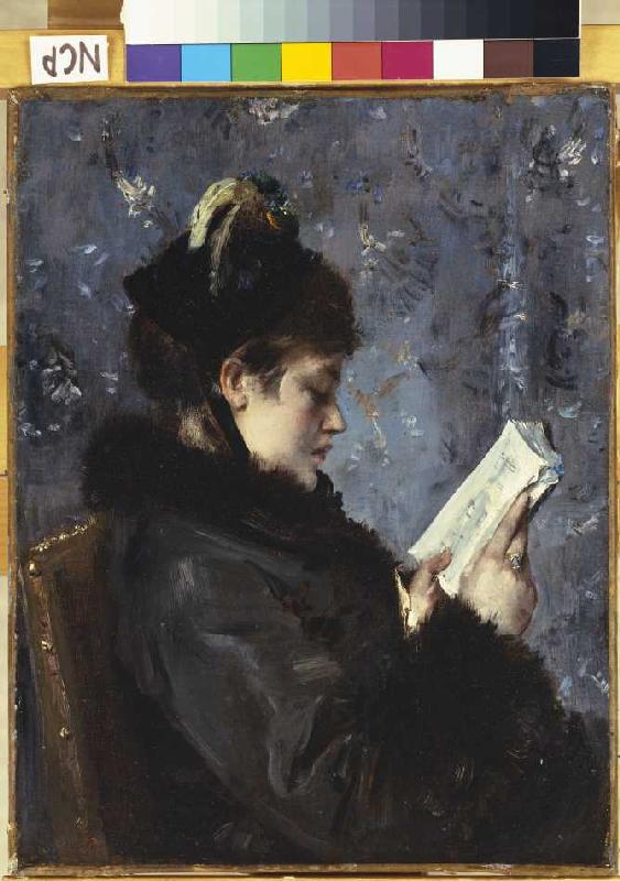 Portrait von Madame Brizat, Mitglied der Comédie Francaise. à Alfred Stevens