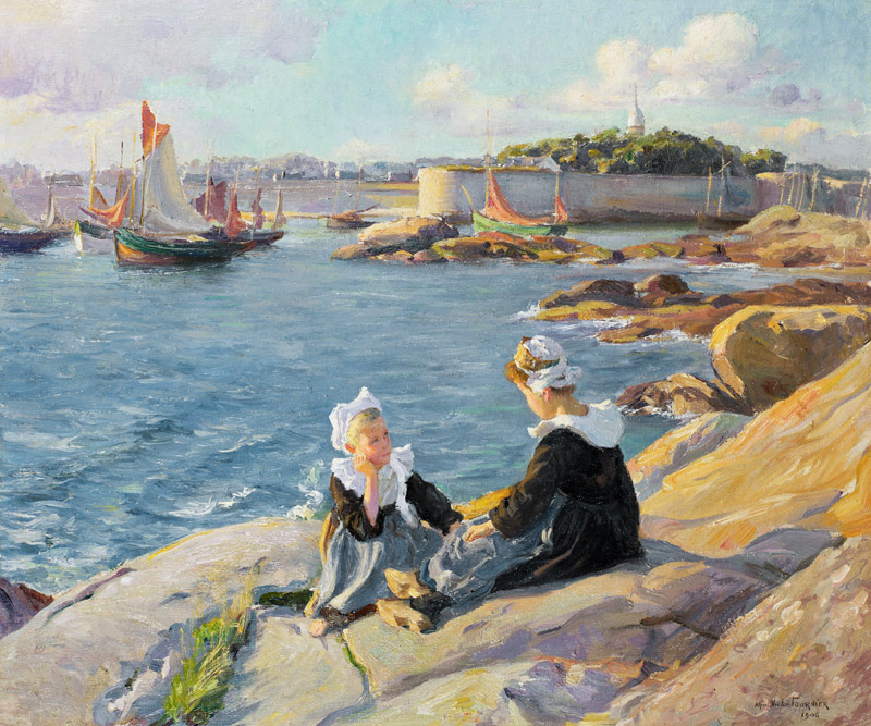 Breton Girls by the Harbour, Concarneau à Alfred Victor Fournier