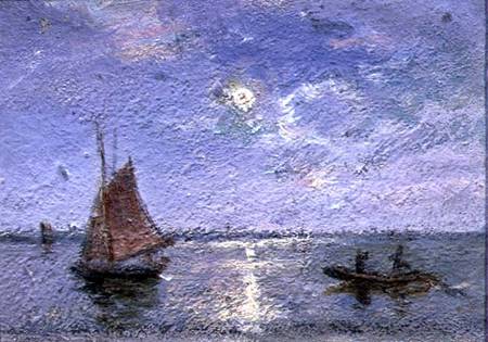 Fishing Boats by Moonlight à Alfred Wahlberg