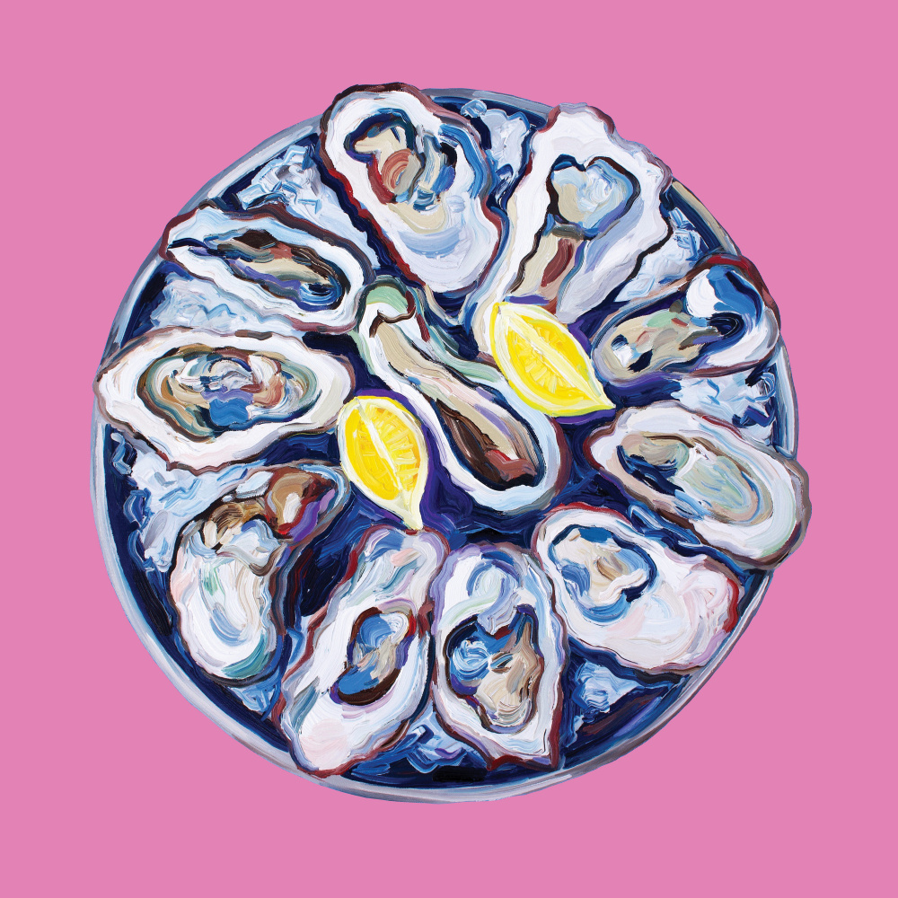 Oysters On a Plate Pink à Alice Straker