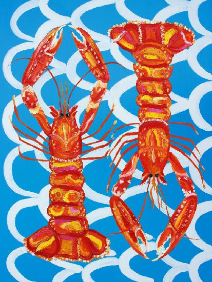 Langoustines On Blue