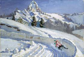 Tobogganing near the Matterhorn